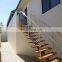 Solid Wood Tread Tube Stringer Straight Staircase Open Riser Stairs and Railing With LED Lights