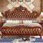 European style Luxury leather bed Antique design Solid wood king size bed