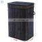 Bamboo Laundry Hamper Storage Basket Folding Dirty Clothes Hamper with Lid Handles and Removable Liner