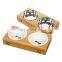Dog and Cat Basic Feeding and Water Bowl Bamboo Pets Feeder Stand with Stainless Steel or Ceramic Bowls