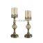Small Glass And Metal Tall Pillar Candle Holder