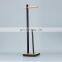 Household Bathroom Tissue Paper Storage Shelf Long Handle Standing Wooden Bamboo Matt Black Finish Toilet Paper Holder