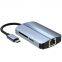 Aluminum Alloy USB Hub 8 in 1 Hub HDMI*1+RJ45+USB3.0*1+USB2.0*1+micro SD*1+SD*1+PD*1+PD2.0*1