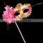 Multi-colors fashion feather Princess Mardi Gras Feather masquerade Mask With Stick masquerade mask with stones