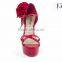 OS14 Women Suede Party Prom High Heel rose red Belt BuckleShoes Sandals 2017 fashion trends