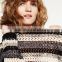 STRIPED SWEATER crochet knit pullover fashion Boat neck 100%cotton