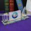 crystal glass photo frame with desk desktop pen holder