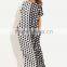 Dresses latest women girl design fashion photos Black and White Polka Dot Print Pockets Maxi Dress