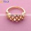 New design hot selling gold plated Heart to Heart crystal rings for bridal wedding//