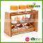 New design wooden glass spice jar rack set for promotional