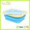 100% Pure Silicone color frame Foldable Lunch Box 600ML, Food Fruit Collapsible Container For Microwave Oven