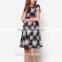 Fashion Floral Printed Midi Skater Woman Summer Dress