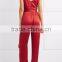 Wholesale Women Apparel Back-concealed hook and zip Red Fashion Satin Jumpsuit(DQE0156J)