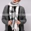 2017 trendy original design black knitted tartan plaid scarf