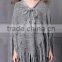 2017 ladies stylish custom made tassels hem pullover sweater poncho with best quality