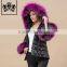 Best Price Fashion Black Color Winter Fur Lightweight Down Jacket Women'S Overcoat with Big Soft Fur Collar And Cuff