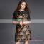 High Qulaity Printed Imitation Silk Short Sleeve Ladies Dress