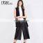 latest pant coat picture wide leg PU leather pants women black