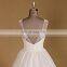 Noble Scoop Neckline Lace Applique Beaded Puff A Line Wedding Dress Long Tail