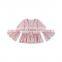 custom Faux suede flare sleeve cardigan children normal breathable pink girls cardigan