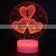 I LOVE YOU theme 3D Lamp LED night light 7 Color Change Touch Lamp Christmas present