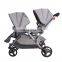 High Quality Twins Baby Stroller High Landscape Aluminum Alloy Pram Twins Folding Shockproof  Wheel