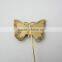 Butterfly Design Stick Lapel Hat Pin Brooch Black Silver Enamel Gold Tone Metal