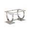 European style marble dining table set stainless steel base