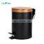 Entry-level basic 3L 5L 12L 20L 30L stainless steel round pedal bin bamboo lid soft close inner bucket home bathroom kitchen