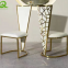 high back armrest gold stainless steel metal PU leather royal king throne dining chair