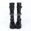 2015 fashion black buckle leather Punk Boots/ lolita shoes