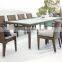 Black outdoor wicker chairs resin wicker synthetic rattan dining set