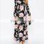 floral printed women dress long sleeves women dress OEM service