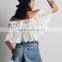 Sexy Summer Beach Off Shoulder Embroidery Floral Lace Blouse Tops