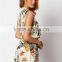 2016 Instyles Bow Tie Front Sexy Deep V-neck Ruffled Hem Custom Floral Print women Jumpsuit