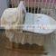 Baby natural maize moses wicker many color basket set with metal stand