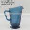 press drinkware/Wine goblet,Hiball,DOF, ice-cream cup,pitcher color glass in ink blue with float grass embossed patern