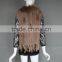 Women Genuine Rabbit Hooded Fur Cape /Shawl with Tassels