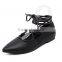CX113 2017 trendy toe pointy lady crossed tie flat ballerina shoe