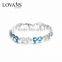 925 Sterling Silver Blue Opal Unique Symbol Personalized Bracelet SBI180W