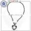 Black/White Magnetic Bead and Pumpkin Bead Hematite Necklace with Wire Braided Pendant