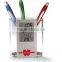 Plastic Transparent Multifunctional Pen Holder Calendar Timer Thermometer Clock