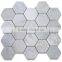 hexagon 2x2 white marble tumble mosaics meshed on sheet tiles for kitchen backsplash shower walls bathroom floor