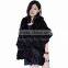 CX-B-M-15 Ladies Latest kintted Real Mink Fur Woman Fashion Black Fur Shawl