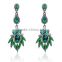 green resin crystal long pendant stud earrings diy handmade crystal long hanging stud earrings for 2016 women jewelry