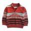 kids fashion red striped zipper collar long sleeve knitting pattern pullover sweater for boy