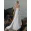 V-neckline chiffon material bridal wedding gown custom made