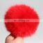 Red color big fox fur pompom genuine fur pompon accessory wholesale