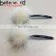 Hot new fashion fluffy white pom pom hair clips cute pins