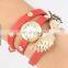 Popular Vogue Multilayer Leather Crystal Dial Bracelet Watch Retro Angel Wings Bangle Watch